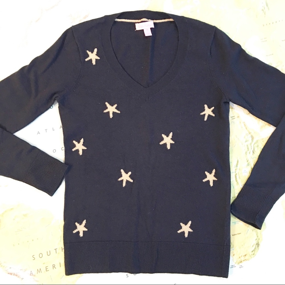 EUC Lilly Pulitzer Navy Sweater With Gold Stars
